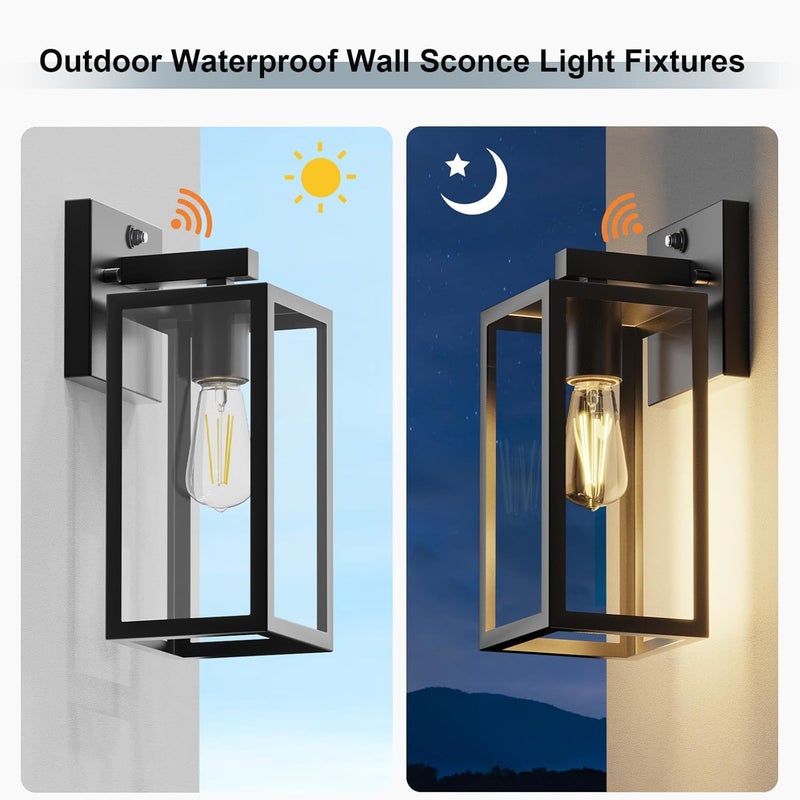 Kalium Dusk to Dawn Porch Outdoor Light, Wall Light Fixtures Waterproof Exterior Wall Sconce Light Fixture with E26 Base for Patio Entryway Hallway (Bulb not Included) - Image 3